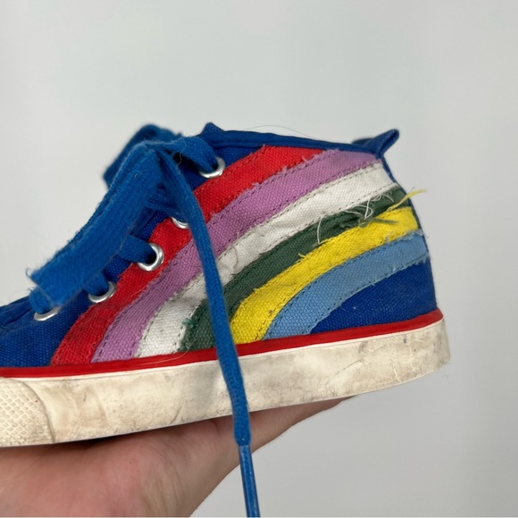 Mini Boden Blue Rainbow High Top Sneakers - Picture 2 of 9